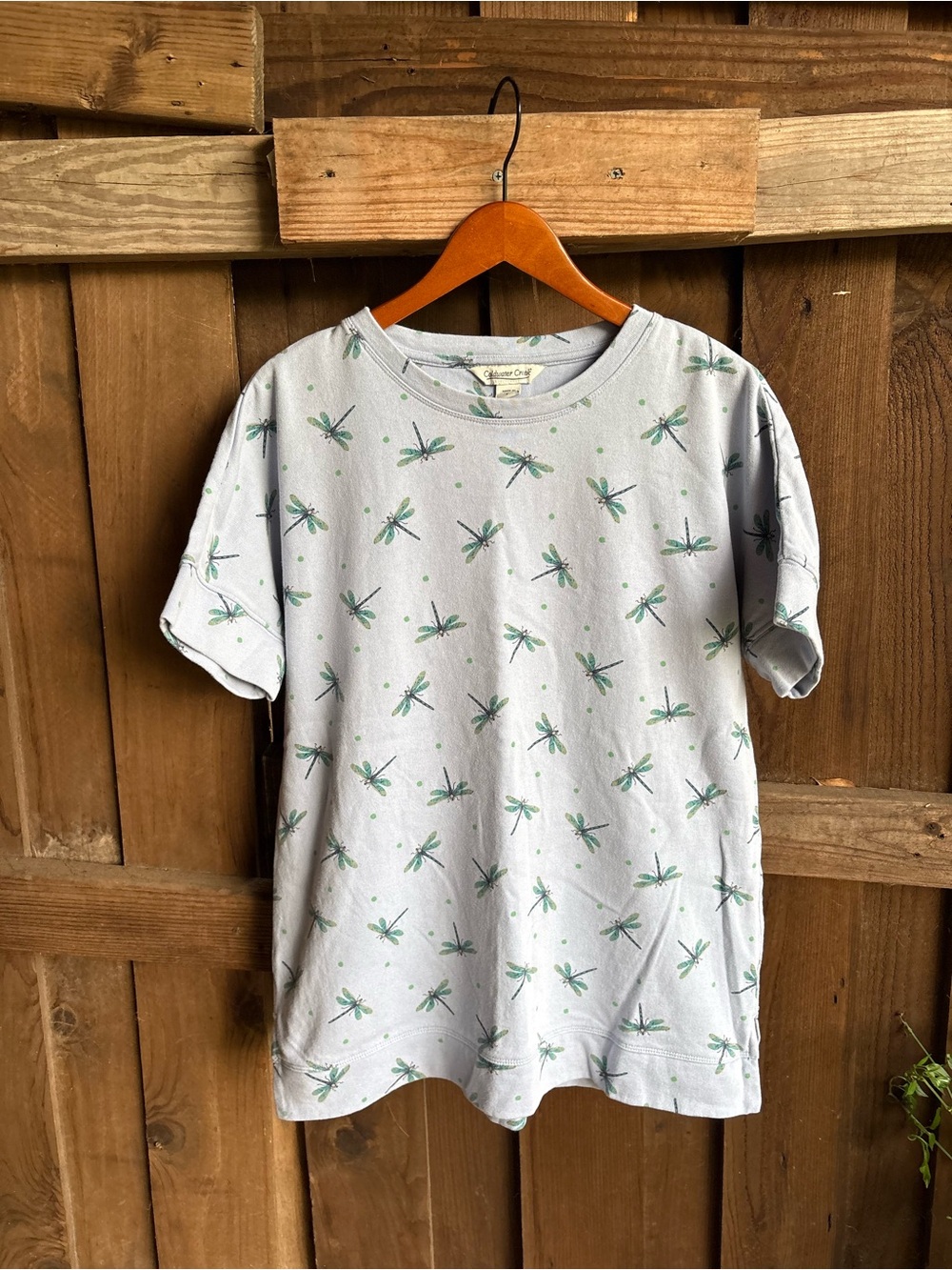 Coldwater Creek Light Blue Dragonfly Thick Tee